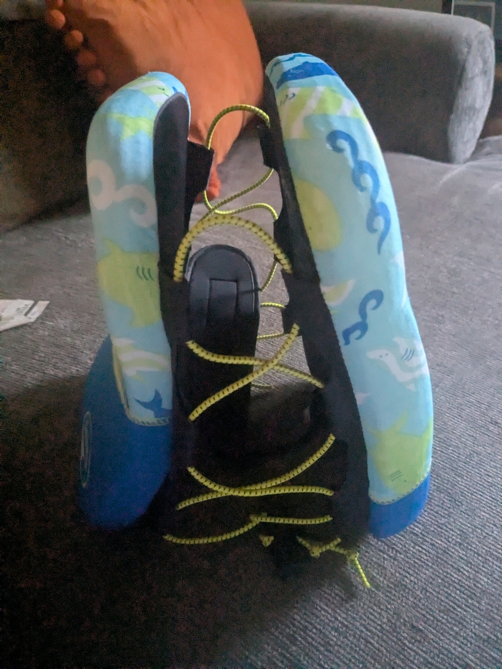 Kids Blue Shark-Print Swim Rashguard with Lime Accents